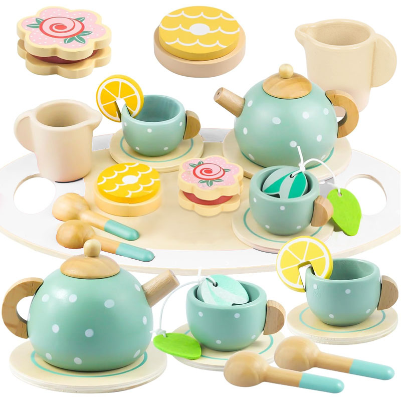 Baby Food Under 1 Year - Holz-Nachmittagstee-Set Spielzeug Rollenspiel Essen Lernspiel Frühpädagogisches