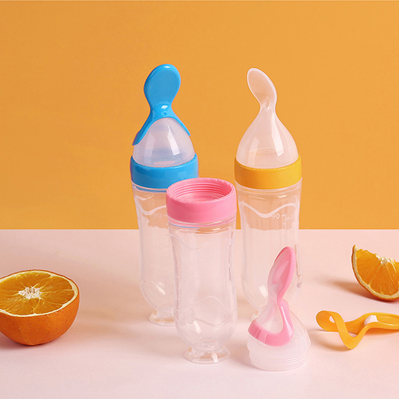Baby Food Dispensing Spoon - Quetschen Fütterung Flasche Silikon Neugeborenen Baby