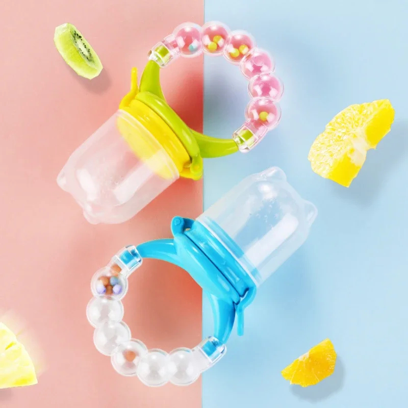 Baby Food Newborn - Baby-Nahrungsergänzungslöffel mit Klingel, Saftextraktor, Schnuller, Silikon-Beißring