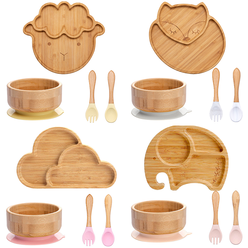 Baby Food Dispensing Spoon - 4 stücke kinder Geschirr Saug Platte