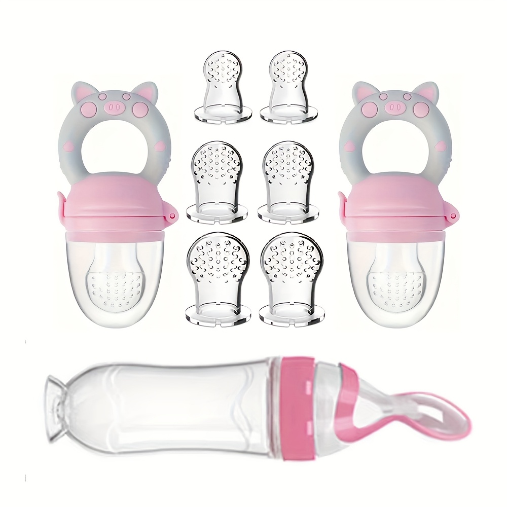 Baby Food Dispensing Spoon - 9 Stück Babybesteck: 1 Silikon-Flasche mit