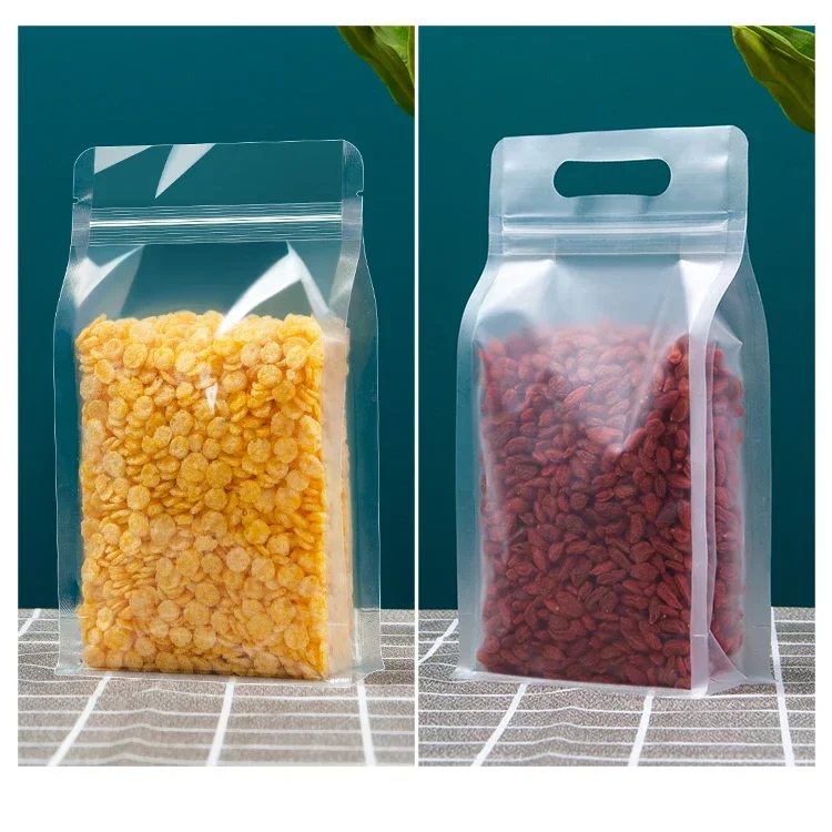 Food Pouch Reusable - 50 Stück transparente, mattierte Ziplock-Beutel mit