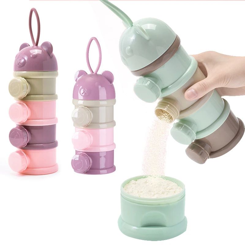 Food Box Baby - 3/4-lagige tragbare Baby-Nahrungsaufbewahrungsbox mit mehreren Öffnungen,